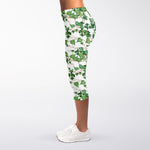 Watercolor Ivy Leaf Pattern Print Women's Capri Leggings