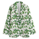 Watercolor Ivy Leaf Pattern Print Women's Cotton Blazer