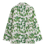Watercolor Ivy Leaf Pattern Print Women's Cotton Blazer