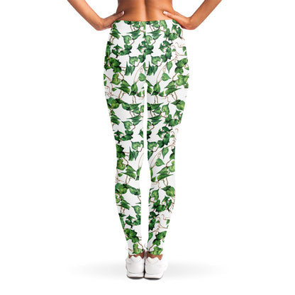 Watercolor Ivy Leaf Pattern Print Women's Leggings