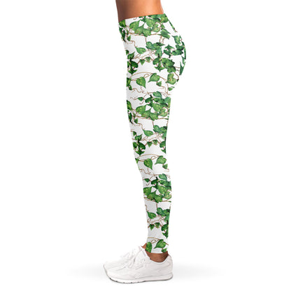 Watercolor Ivy Leaf Pattern Print Women's Leggings