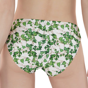 Watercolor Ivy Leaf Pattern Print Women's Panties