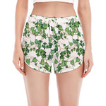 Watercolor Ivy Leaf Pattern Print Women's Split Running Shorts