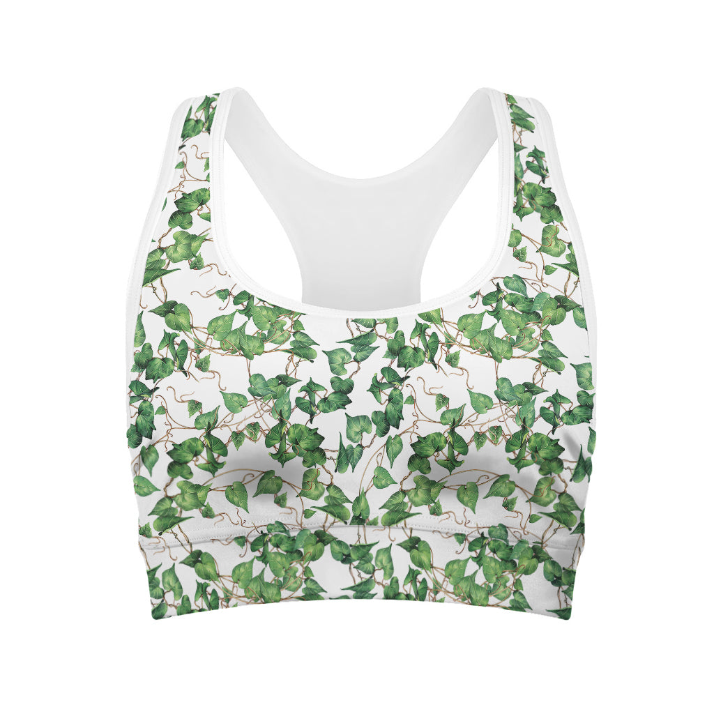 Watercolor Ivy Leaf Pattern Print Women's Sports Bra