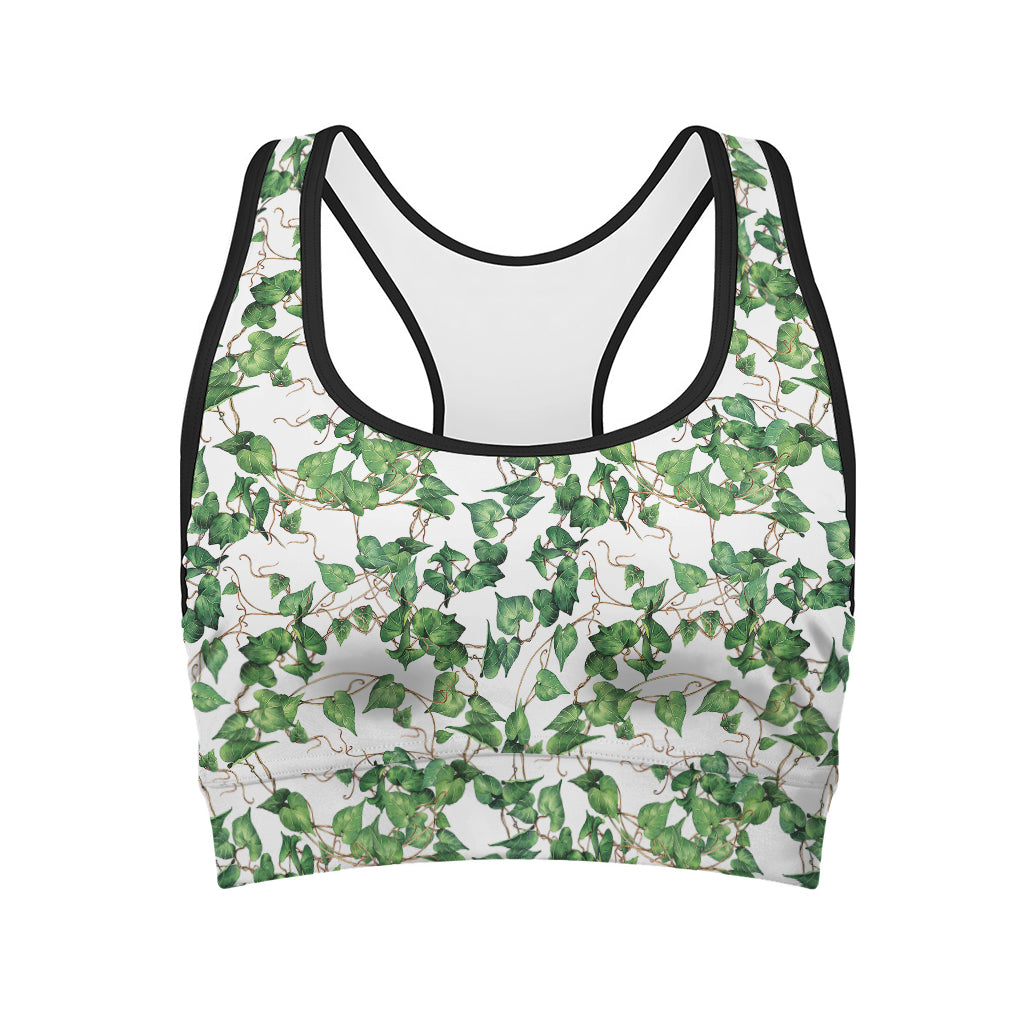 Watercolor Ivy Leaf Pattern Print Women's Sports Bra
