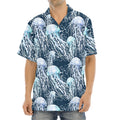 Watercolor Jellyfish Pattern Print Aloha Shirt