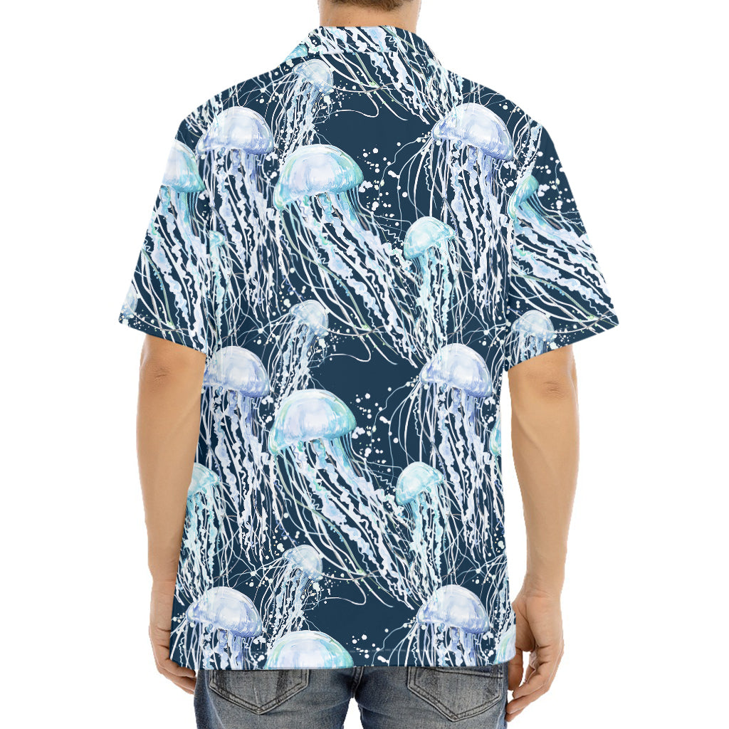 Watercolor Jellyfish Pattern Print Aloha Shirt