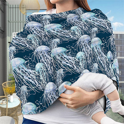 Watercolor Jellyfish Pattern Print Baby Seat Cover