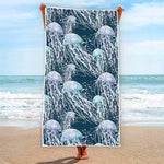 Watercolor Jellyfish Pattern Print Beach Towel
