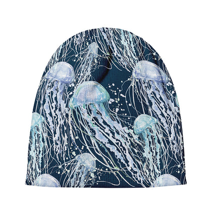 Watercolor Jellyfish Pattern Print Beanie