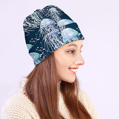 Watercolor Jellyfish Pattern Print Beanie