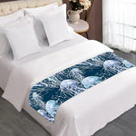Watercolor Jellyfish Pattern Print Bed Runner