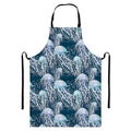Watercolor Jellyfish Pattern Print Bib Apron With Pocket