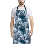 Watercolor Jellyfish Pattern Print Bib Apron With Pocket