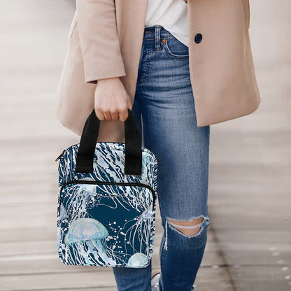 Watercolor Jellyfish Pattern Print Bible Tote Bag