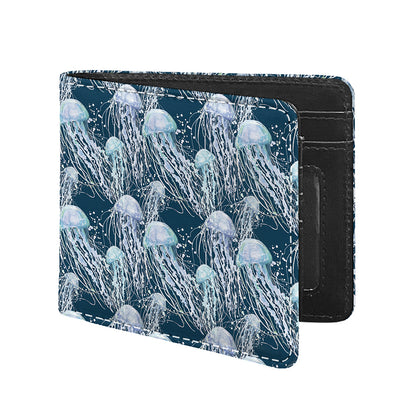 Watercolor Jellyfish Pattern Print Bifold Wallet