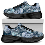 Watercolor Jellyfish Pattern Print Black Chunky Shoes