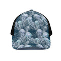 Watercolor Jellyfish Pattern Print Black Mesh Trucker Hat
