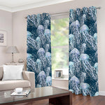 Watercolor Jellyfish Pattern Print Blackout Grommet Curtains