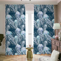 Watercolor Jellyfish Pattern Print Dimout Pencil Pleat Curtains