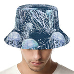 Watercolor Jellyfish Pattern Print Bucket Hat