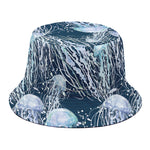 Watercolor Jellyfish Pattern Print Bucket Hat