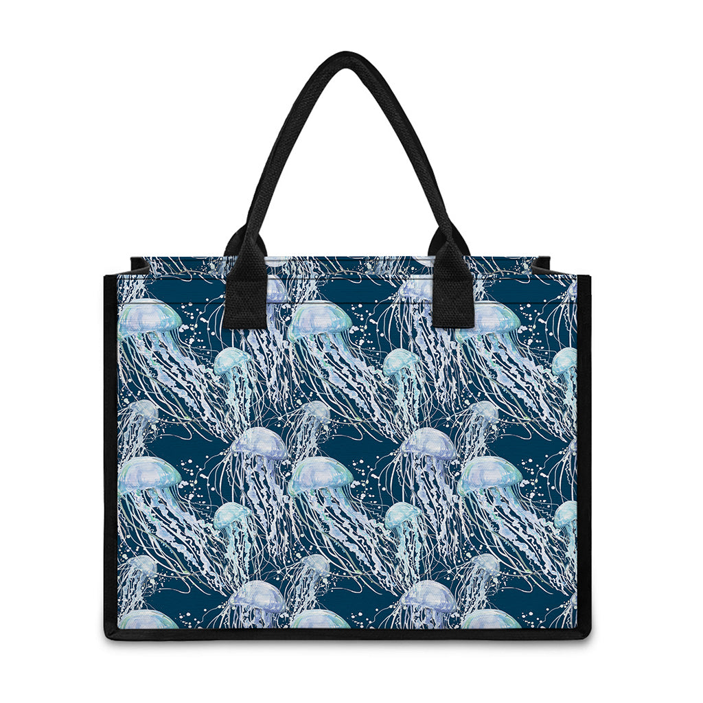 Watercolor Jellyfish Pattern Print Canvas Tote Bag