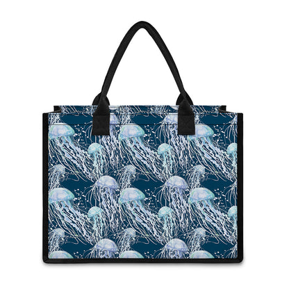 Watercolor Jellyfish Pattern Print Canvas Tote Bag