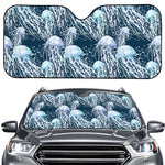 Watercolor Jellyfish Pattern Print Car Windshield Sun Shade