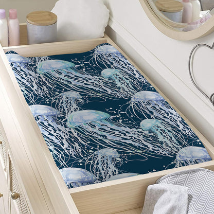 Watercolor Jellyfish Pattern Print Changing Pad Cover