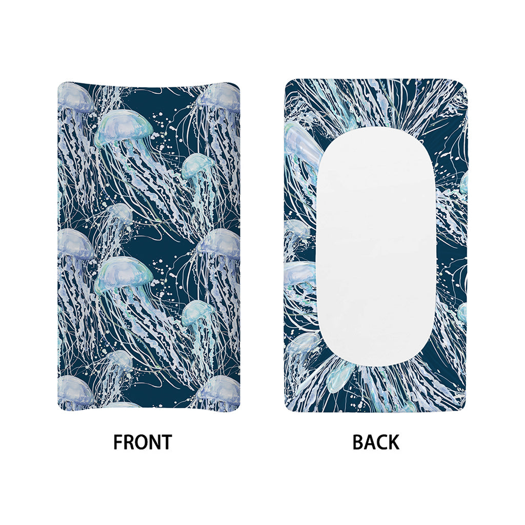 Watercolor Jellyfish Pattern Print Changing Pad Cover