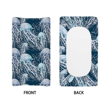 Watercolor Jellyfish Pattern Print Changing Pad Cover