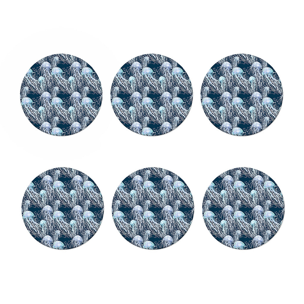 Watercolor Jellyfish Pattern Print Coaster Set