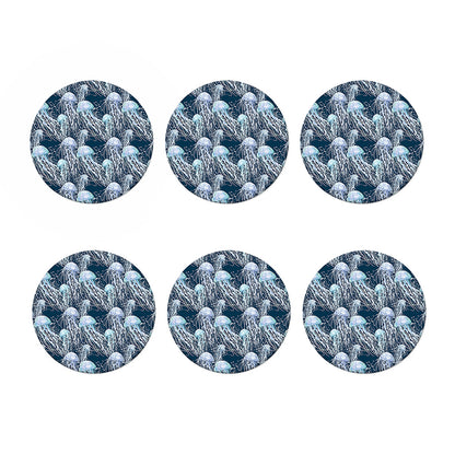 Watercolor Jellyfish Pattern Print Coaster Set