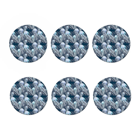 Watercolor Jellyfish Pattern Print Coaster Set