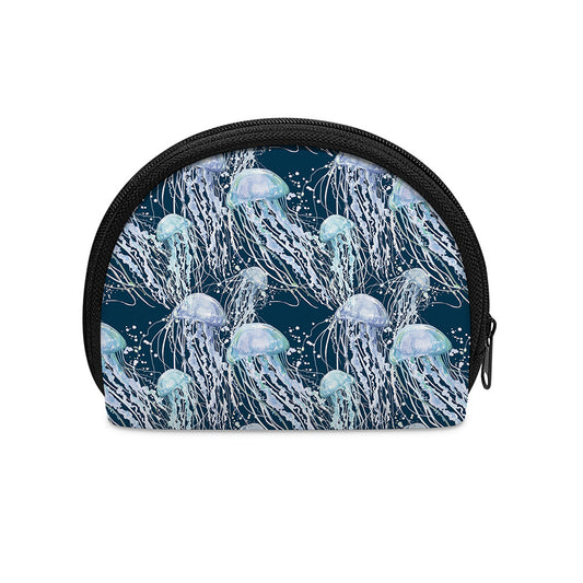 Watercolor Jellyfish Pattern Print Coin Purse