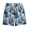 Watercolor Jellyfish Pattern Print Cotton Shorts