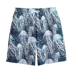Watercolor Jellyfish Pattern Print Cotton Shorts
