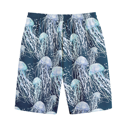 Watercolor Jellyfish Pattern Print Cotton Shorts