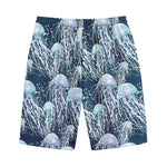 Watercolor Jellyfish Pattern Print Cotton Shorts