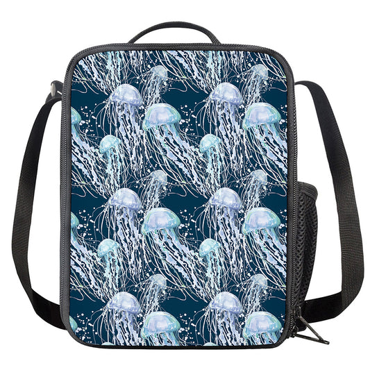 Watercolor Jellyfish Pattern Print Crossbody Lunch Bag