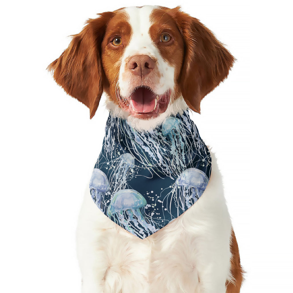 Watercolor Jellyfish Pattern Print Dog Bandana