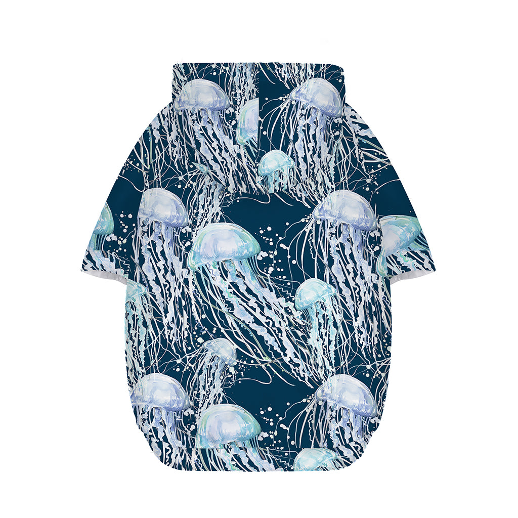 Watercolor Jellyfish Pattern Print Dog Zip Up Hoodie