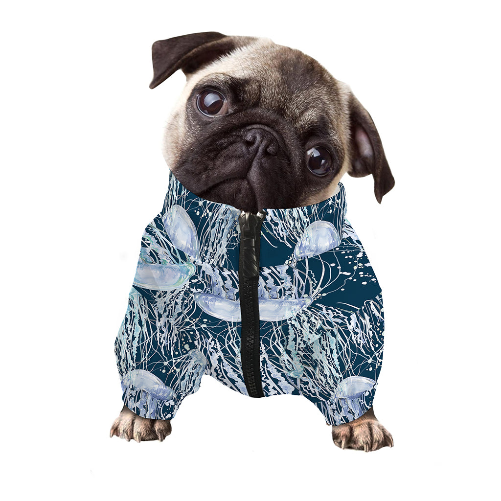 Watercolor Jellyfish Pattern Print Dog Zip Up Jacket