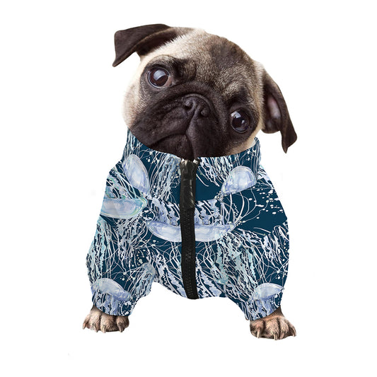 Watercolor Jellyfish Pattern Print Dog Zip Up Jacket
