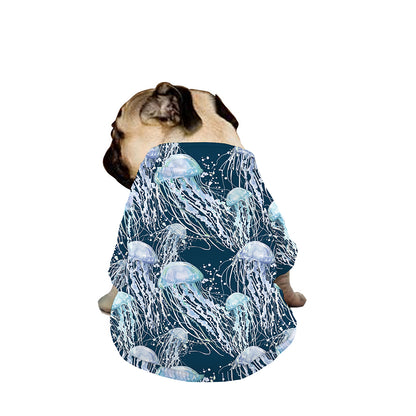 Watercolor Jellyfish Pattern Print Dog Zip Up Jacket