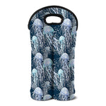 Watercolor Jellyfish Pattern Print Double Neoprene Wine Tote
