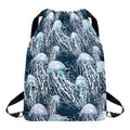 Watercolor Jellyfish Pattern Print Drawstring Backpack