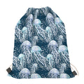 Watercolor Jellyfish Pattern Print Drawstring Bag