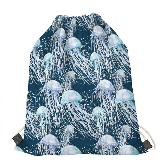 Watercolor Jellyfish Pattern Print Drawstring Bag